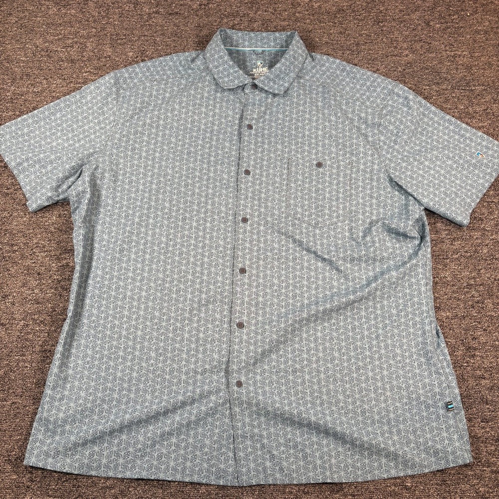 Kuhl Button Down Shirt Mens XXLarge Blue Geometric Short Sleeve Hiking Outdoor - Picture 2 of 10